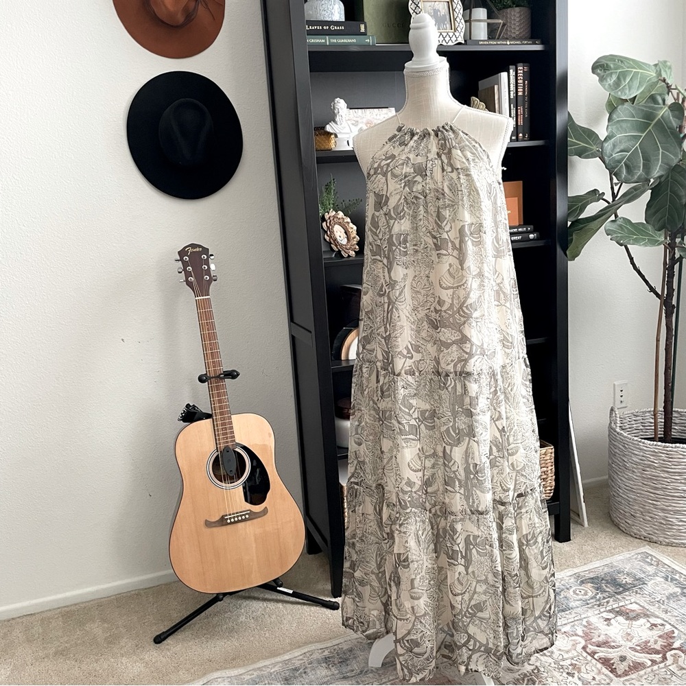 Ivory and Black Boho Maxi Dress